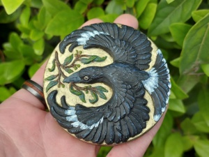 Katie Dridan - Carved Currawong - template for bronze cast